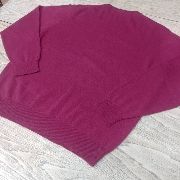 Jos A Bank Men XL 100% cashmere soft dark red crewneck sweater - Picture 4 of 12